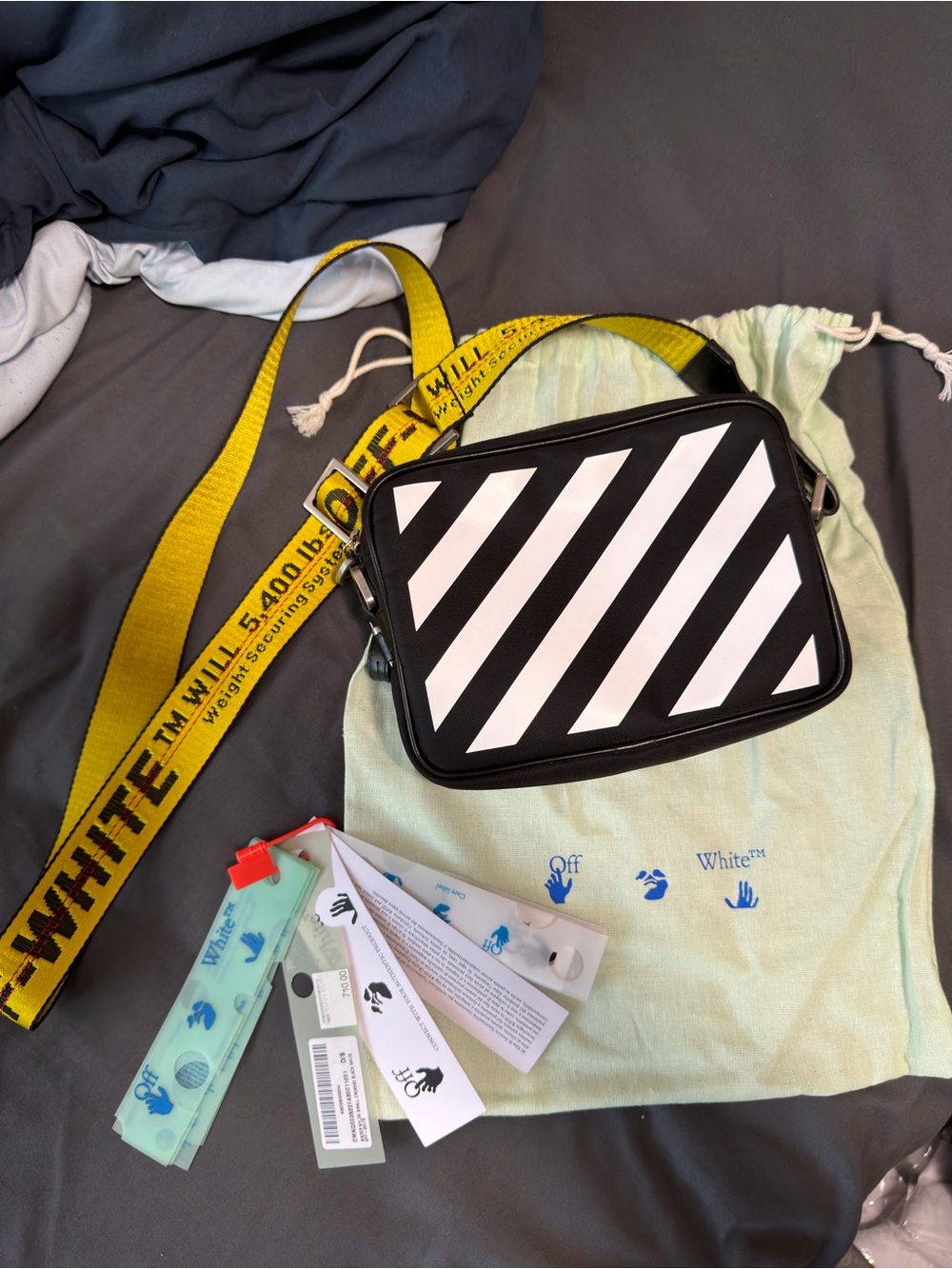 Off white crossbody nylon bag